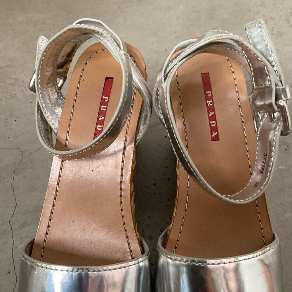 Prada Woven Metallic Wedges - Picture 2 of 11